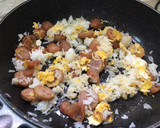 A picture of step 6 of Fried Rice with Egg and Chinese Sausage.
