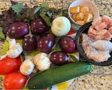 A picture of step 1 of Eggplant Stew with Catfish.