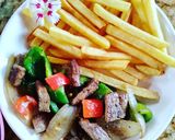 Hình bước làm 5 của món Bò lúc lắc và khoai tây chiên