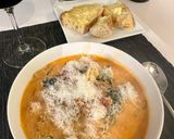 A picture of step 5 of Creamy Tomato, Tortellini, Sausage and Kale Soup.