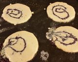 A picture of step 6 of Blueberry Swirl Pancakes.