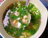 Hình bước làm 2 của món Canh bồ ngót Nhật và tôm mực