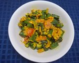 A picture of step 4 of Bhindi with Sesame Seeds Paste or Tilottoma Bhindi.