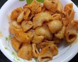 A picture of step 2 of Pizzta (pasta pizza).