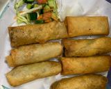 A picture of step 4 of Chicken and vegetables spring rolls.
