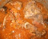A picture of step 2 of Miyar alayho (spinach soup).