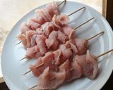 A picture of step 1 of Chicken suya skewers.