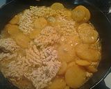 A picture of step 4 of Golden Potatoes, peas, and ramen.