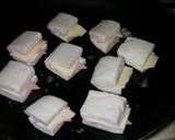 A picture of step 4 of Pan-Fried Hanpen Sandwiches with Ham & Cheese.