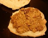 A picture of step 2 of Iz's Shredded Pork and Slaw on Ciabatta.