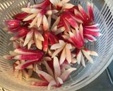 Une image de l'étape 3 de Salade de tomates,scarole,céleri et thon aux radis « fleurs ».