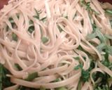 A picture of step 8 of Gorgonzola Fettuccine With Spinach And Bacon.