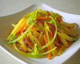 A picture of step 6 of Sweet Potato and Celery Salt and Butter Flavored Kinpira.