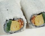 A picture of step 10 of California Roll using Grilled Salmon.