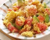 A picture of step 4 of White Miso Scrambled Eggs with Tomato and Avocado.