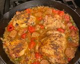 A picture of step 6 of Chicken Scarpariello.