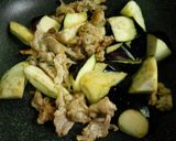 A picture of step 4 of Easy Chinese at Home: Stir-fried Pork and Aubergine with Soy Sauce.