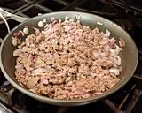A picture of step 2 of Bacon Cheeseburger Stuffed Portabella Mushrooms.