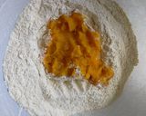 A picture of step 3 of #MyKenyanTraditionalDish Pumpkin/cinnamon chapatis.