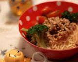A picture of step 6 of Cold Dan Dan Noodles.