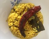 A picture of step 7 of Basanti Pulav.