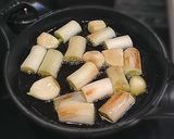 A picture of step 2 of Ajillo with Japanese Leek and Nagaimo.