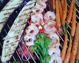 A picture of step 8 of Surf and turf / grilled veg / avocado chimichurri.
