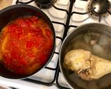 A picture of step 5 of Chilaquiles in Chipotle Cream Sauce.