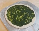 A picture of step 2 of Iz's Chicken Pesto Pizza.