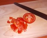 A picture of step 3 of Pasta with pesto, ricotta cheese and tomato.