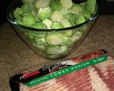 A picture of step 1 of Bacon & Brussel sprouts.