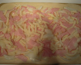 A picture of step 4 of Cheesy Bread with Ham & Onion.
