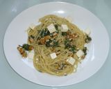A picture of step 3 of Creamy Chilled Basil Pasta with Walnuts and Cheese.
