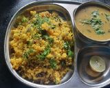 A picture of step 5 of Nagpur style Batata poha with kadhi.