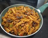 A picture of step 8 of Meditrian pasta Fritatta.