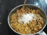 Risotto con champiñon y pincho moruno