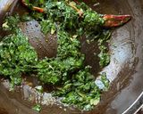 A picture of step 4 of Note Shaak Bhaaja (Green Amaranth).