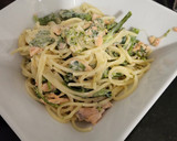 Foto del paso 4 de la receta: Pasta con salsa cremosa de salmón y bimi