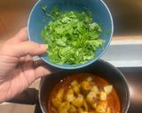 A picture of step 8 of Lasaniya Bhungla Batata🥔🌶️🧄🍅Kathiyawadi Garlicky Potato Curry Served with Piped fryums😋.