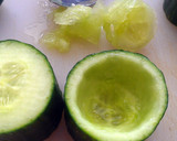 A picture of step 3 of Vickys Cucumber Salad Cups with Filling/Dip Options.