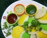 A picture of step 10 of Tri colour idli.