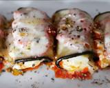 Foto del paso 8 de la receta: Rollitos de berenjena de puré de patata, gorgonzola y pesto
