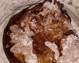 A picture of step 4 of Brownie/chocolate sponge.