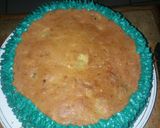 A picture of step 9 of Banana cake with Banana Lemon juice cream frosting.