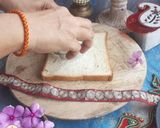 A picture of step 3 of Butterfly pea flower bread cham cham.