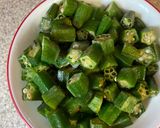 A picture of step 2 of Ladyfingers curry (bhindani kadhi).
