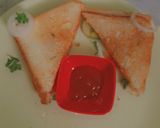 A picture of step 3 of 3 layered cheese sandwich.