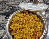 A picture of step 4 of Savoury Mac and sausage.