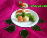 A picture of step 4 of Tri-Colour ladoos.