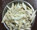 A picture of step 2 of Hot and Sour Soup with Tofu and Bamboo Shoots.